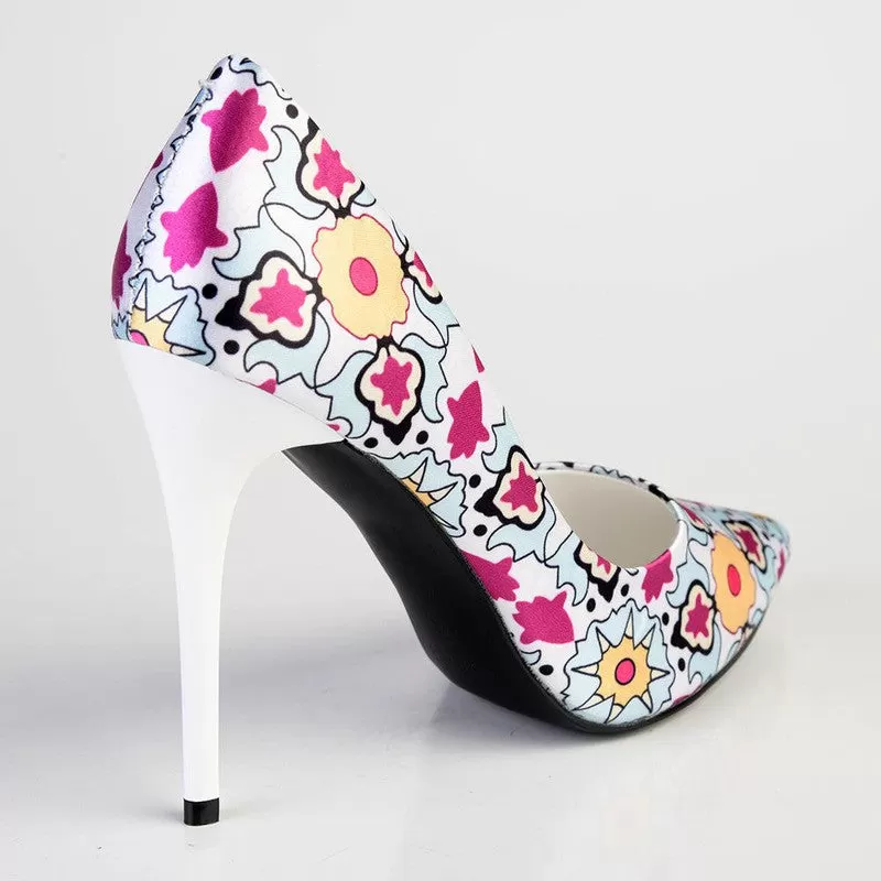 Madison Destini Printed Court Stiletto - White Multi