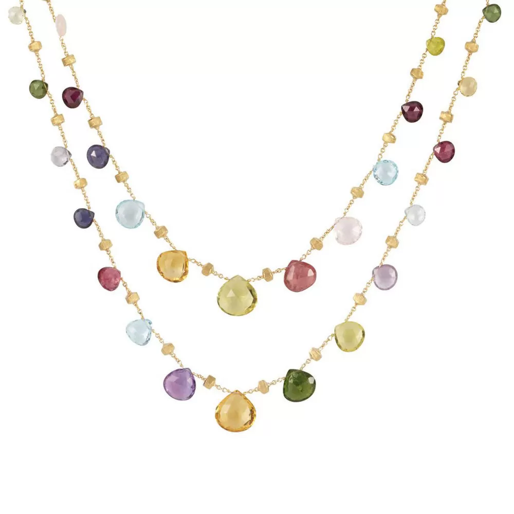 Marco Bicego 18k Yellow Gold Mixed Stones Necklace from Paradise Collection 36in.  CB1871 MIX01 Y 02