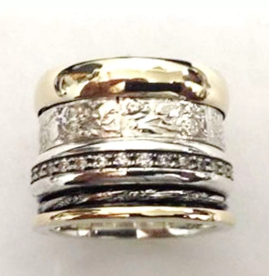 Meditation spinner ring for woman , silver gold cz zircons  ring