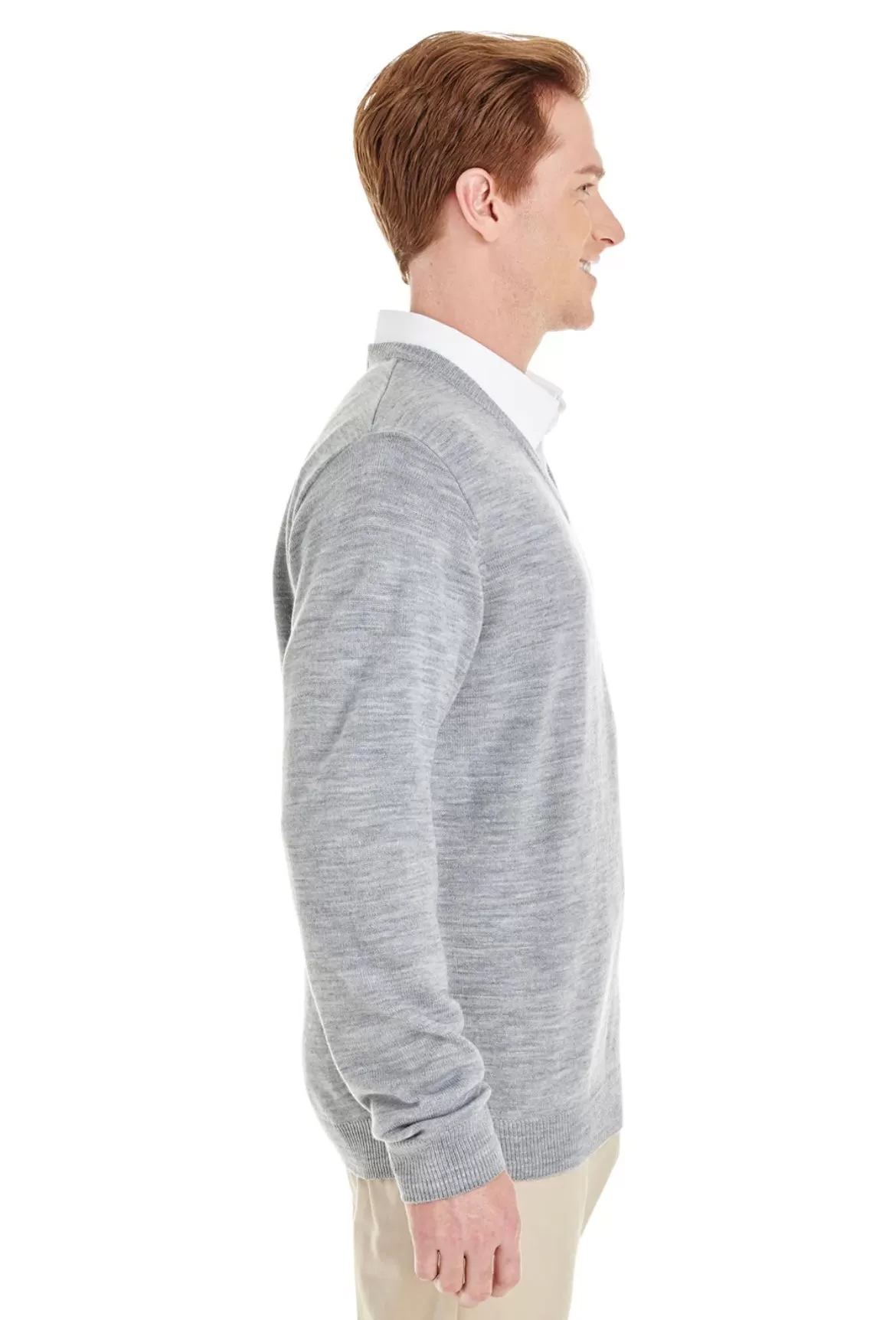 Mens Gray v-neck Embroidered Sweater