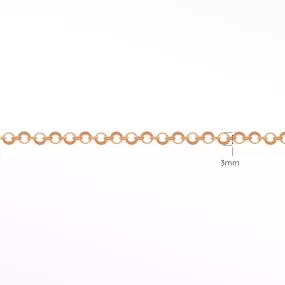 Mirror Hollow Round 3mm 14k Rose Gold Chain Designer Line for Permanent Jewelry Sold by the inch