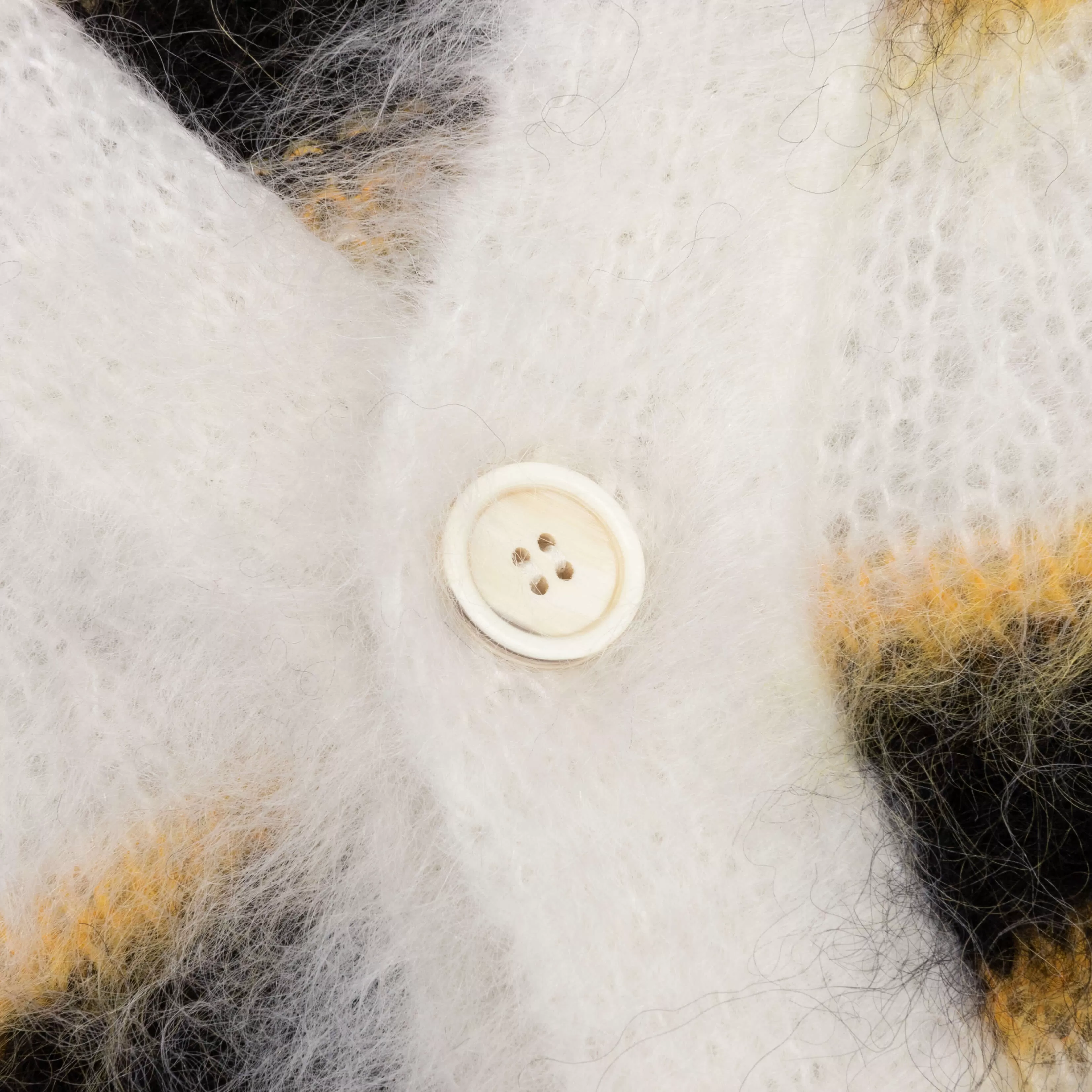 Mohair and Wool Blend Cardigan - Lily/White