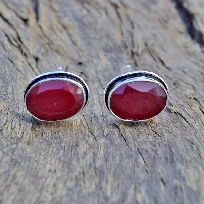 Natural Indian Red Ruby Gemstone 925 Sterling silver Cufflinks , 22K Yellow Gold Filled, 22K Rose Gold Filled Cufflinks