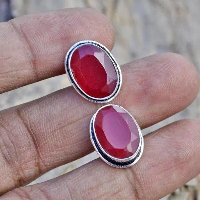 Natural Indian Red Ruby Gemstone 925 Sterling silver Cufflinks , 22K Yellow Gold Filled, 22K Rose Gold Filled Cufflinks