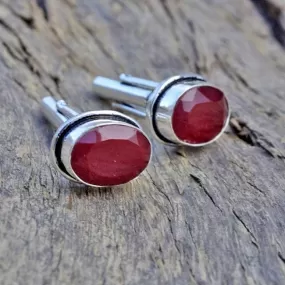 Natural Indian Red Ruby Gemstone 925 Sterling silver Cufflinks , 22K Yellow Gold Filled, 22K Rose Gold Filled Cufflinks