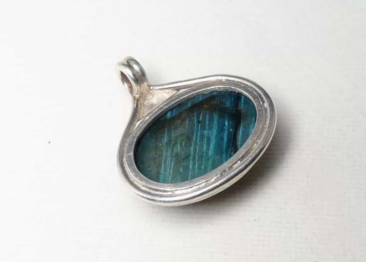 Natural Labradorite Gemstone 925 Sterling Silver Pendant,Oval Handmade Jewelry,For her