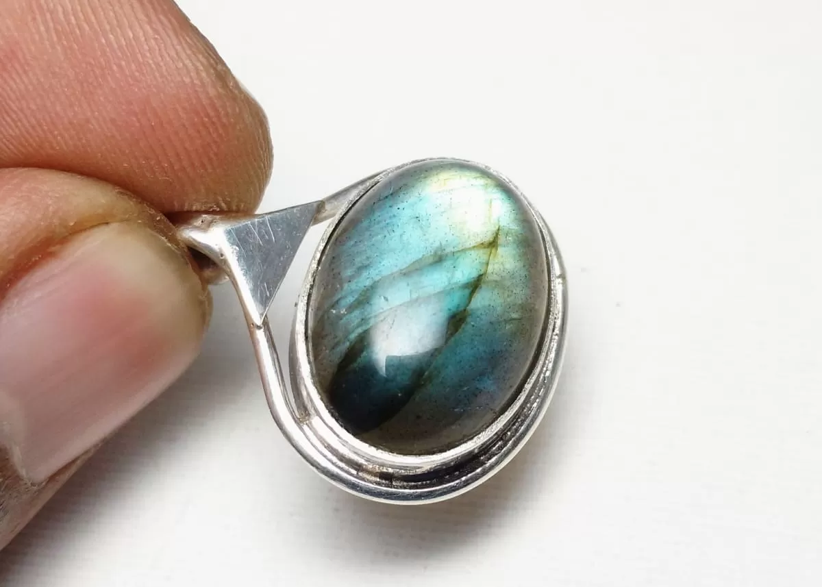 Natural Labradorite Gemstone 925 Sterling Silver Pendant,Oval Handmade Jewelry,For her