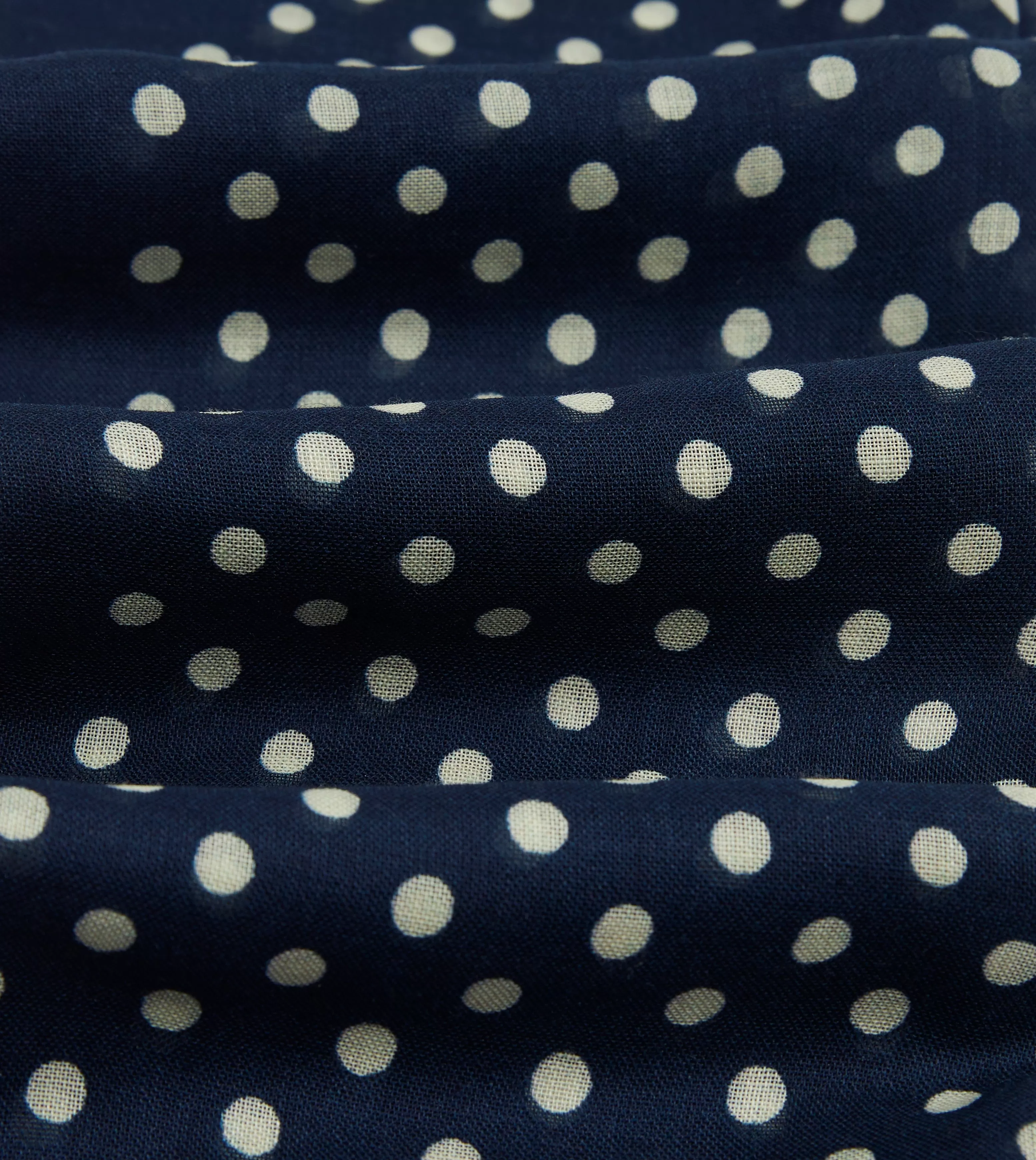 Navy Hand-Drawn Polka Dot Wool-Silk Scarf