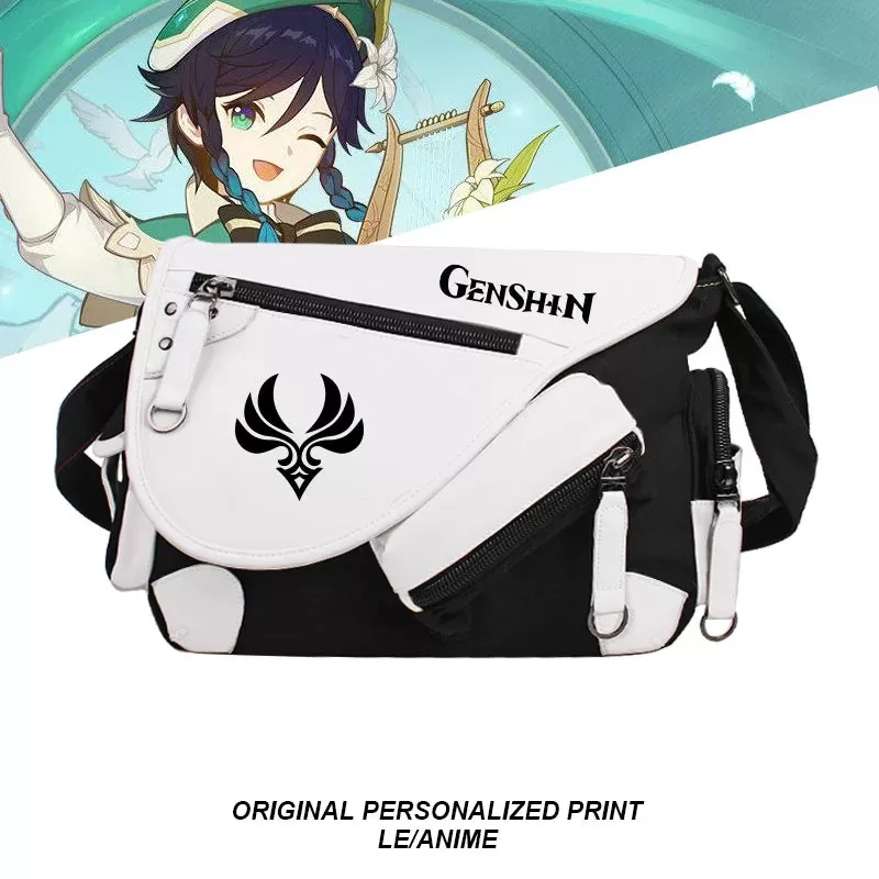 new game Genshin Impact KLEE VENTI Anime Peripheral Eye of God Wind Fire Thunder Two-dimensional Messenger Bag