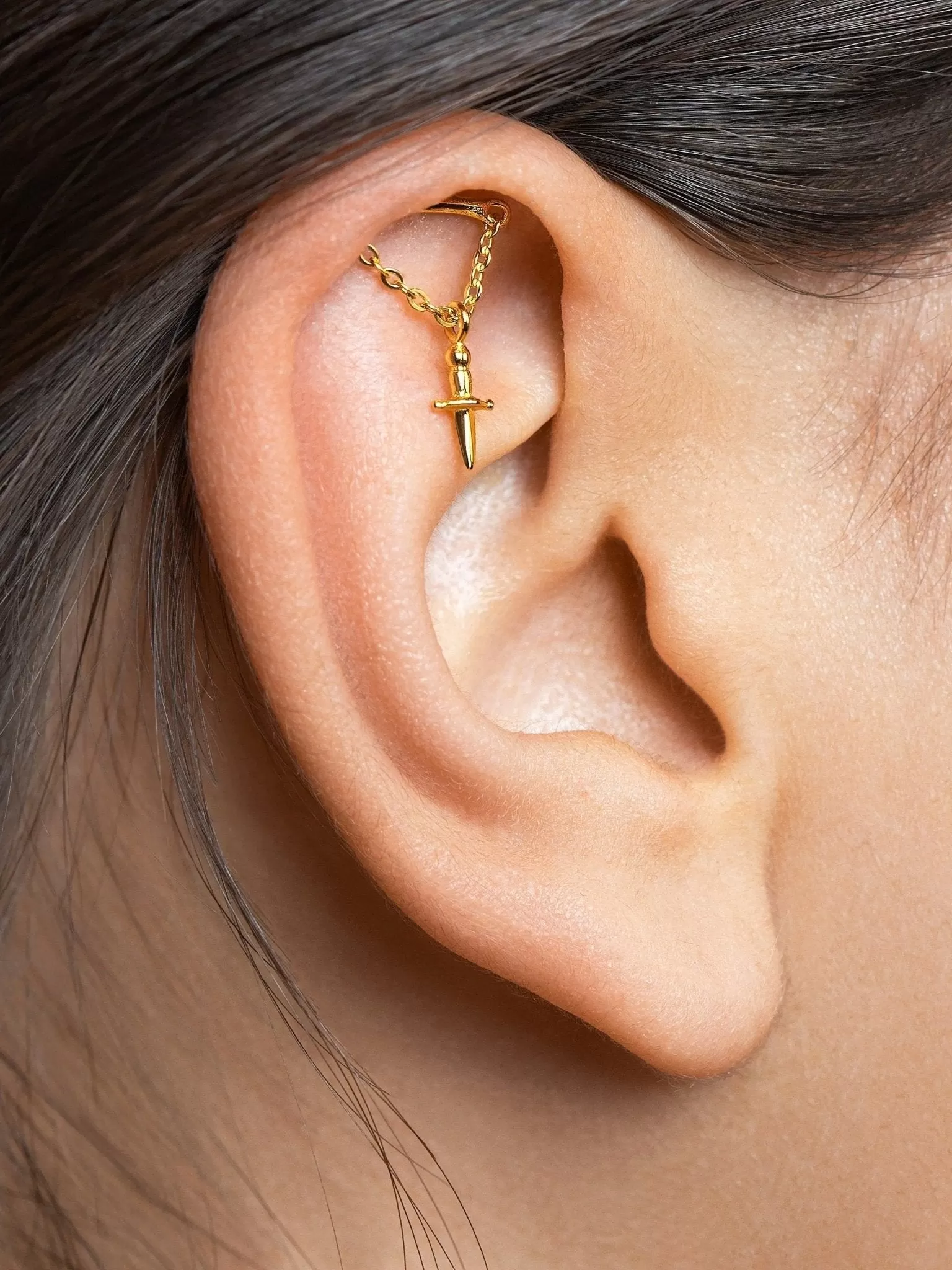 Olly Helix Sword Flat Back Earrings