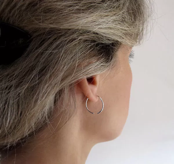 Oxidized Sterling Silver Black Hoops