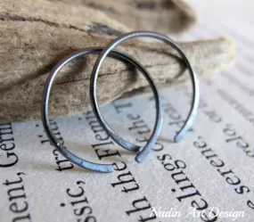 Oxidized Sterling Silver Black Hoops