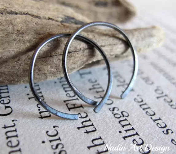 Oxidized Sterling Silver Black Hoops