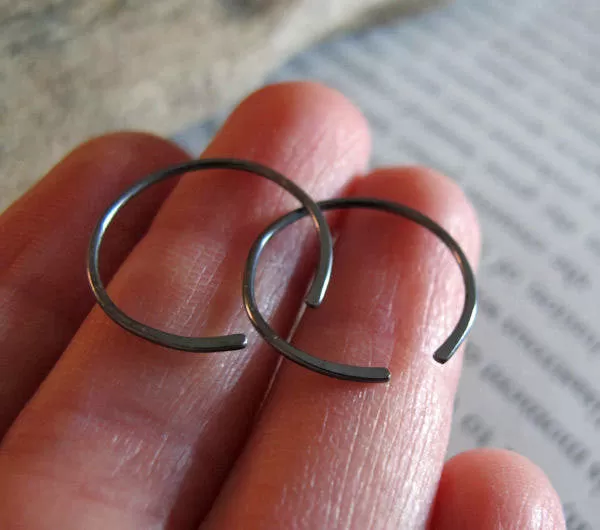 Oxidized Sterling Silver Black Hoops