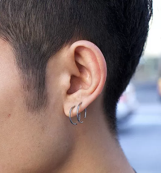 Oxidized Sterling Silver Black Hoops