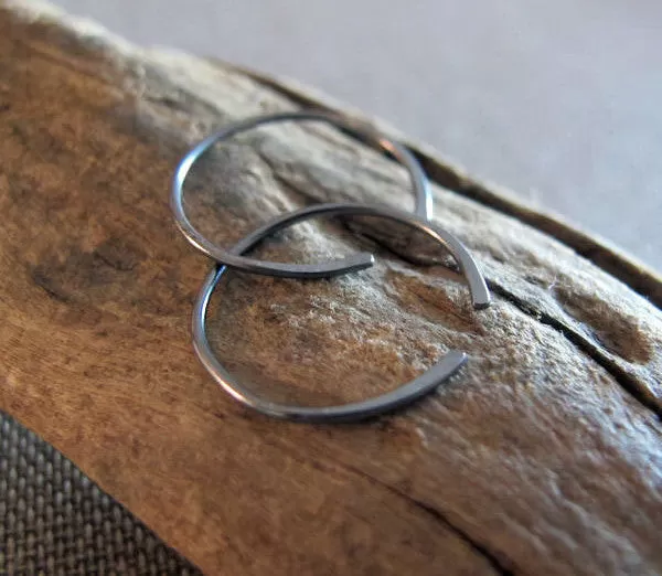 Oxidized Sterling Silver Black Hoops