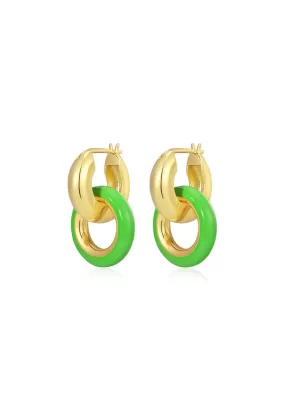 Pave Interlock Hoops-Bright Green