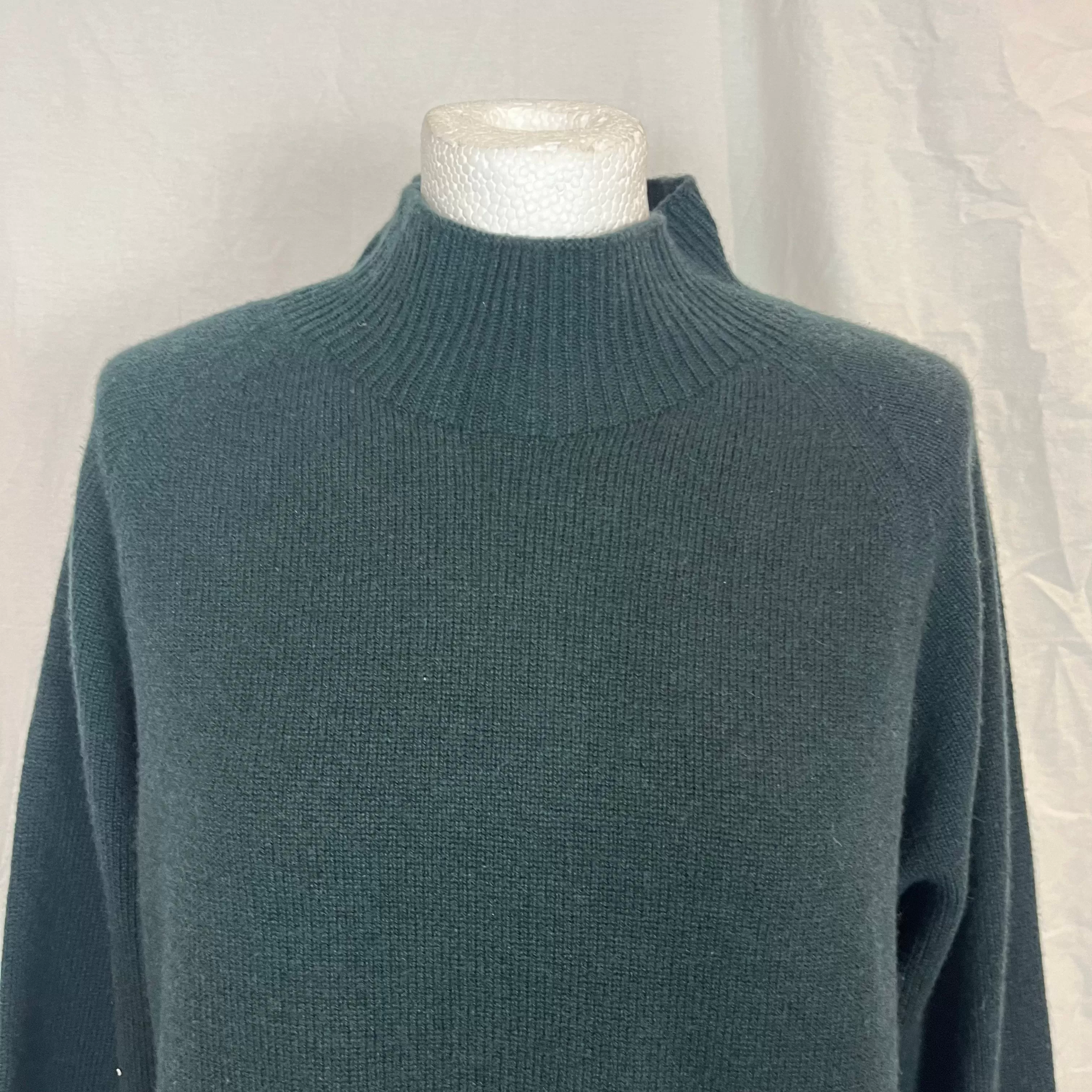 Peserico 400 Forest Green Wool Cashmere & Silk Turtleneck Sweater S/M