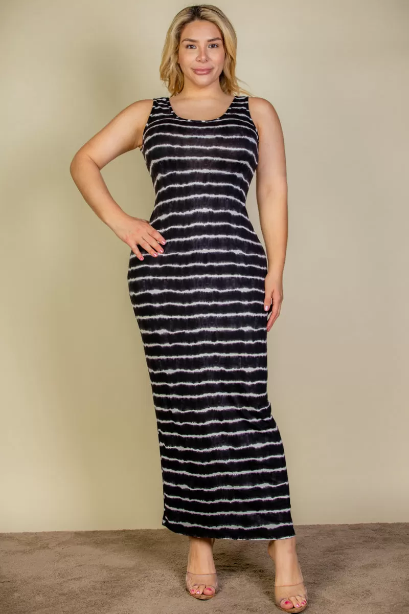 Plus Size Tie Dye Printed Tank Maxi Dress