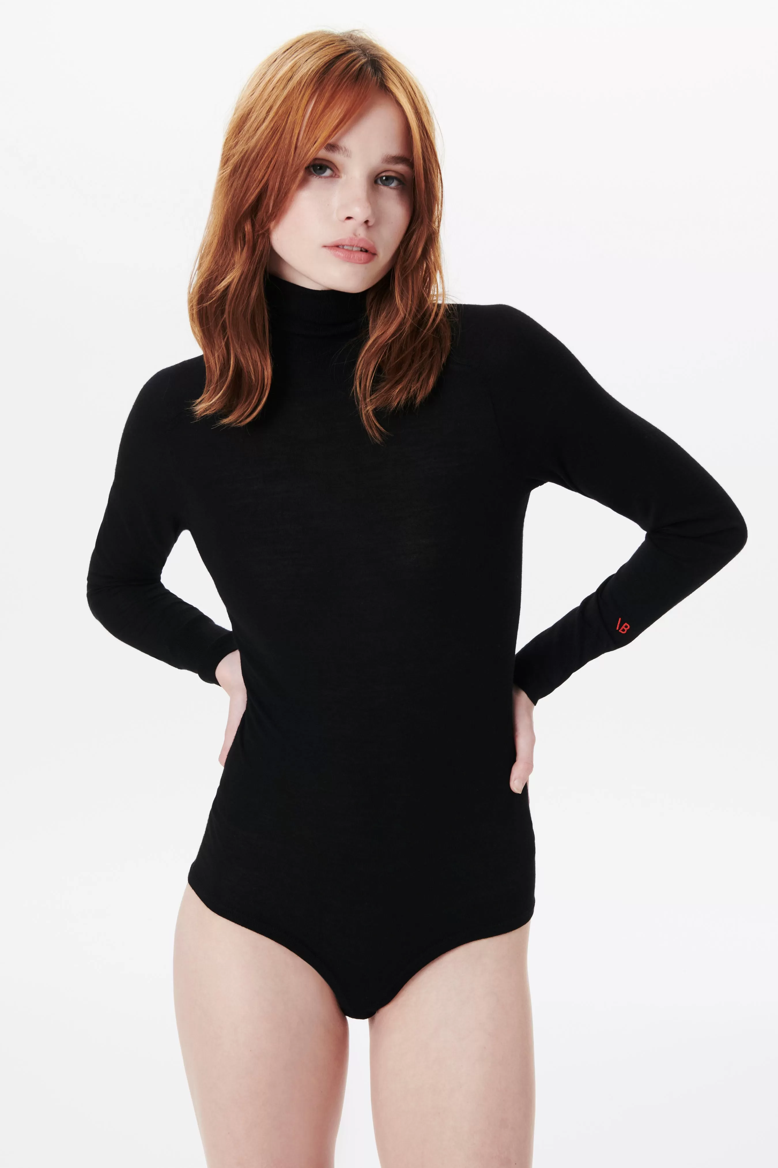 Poloneck Bodysuit In Black