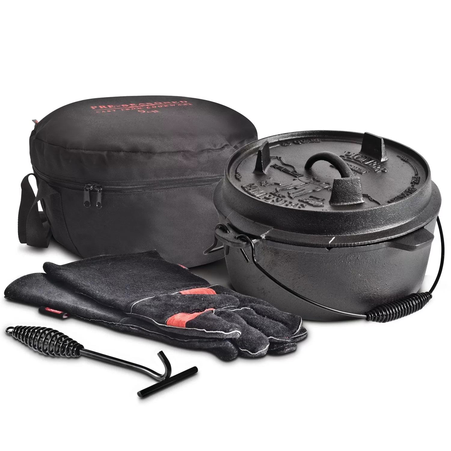 Premium 4.5qt Cast Iron Camp Oven Set