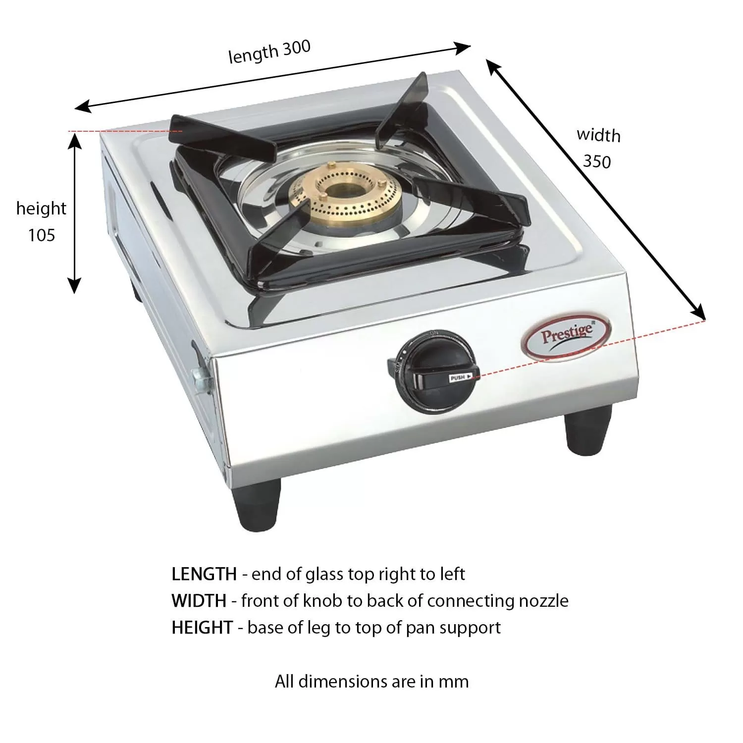 Prestige Prithvi SS Gas Stove, 1-Burner