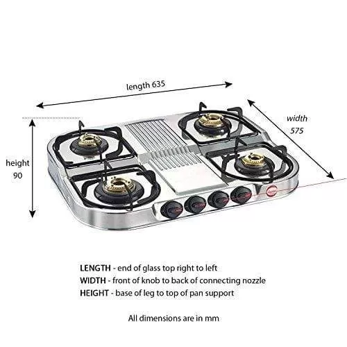 Prestige Stainless Steel 4 Burner Gas Stove