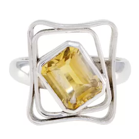 Prettyish Gemstone Citrine Sterling Silver Ring Statement Jewelry