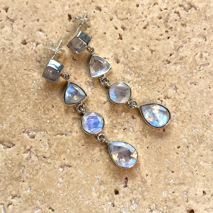 Rainbow Moonstone Multi Gem Earrings - Nailah