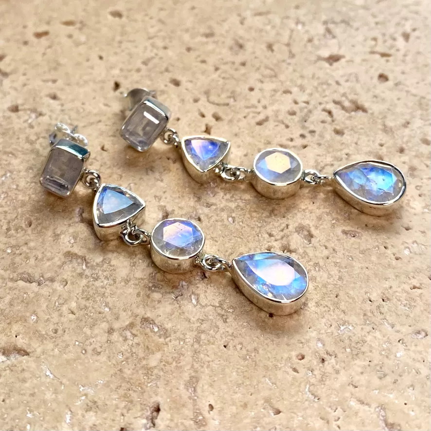 Rainbow Moonstone Multi Gem Earrings - Nailah