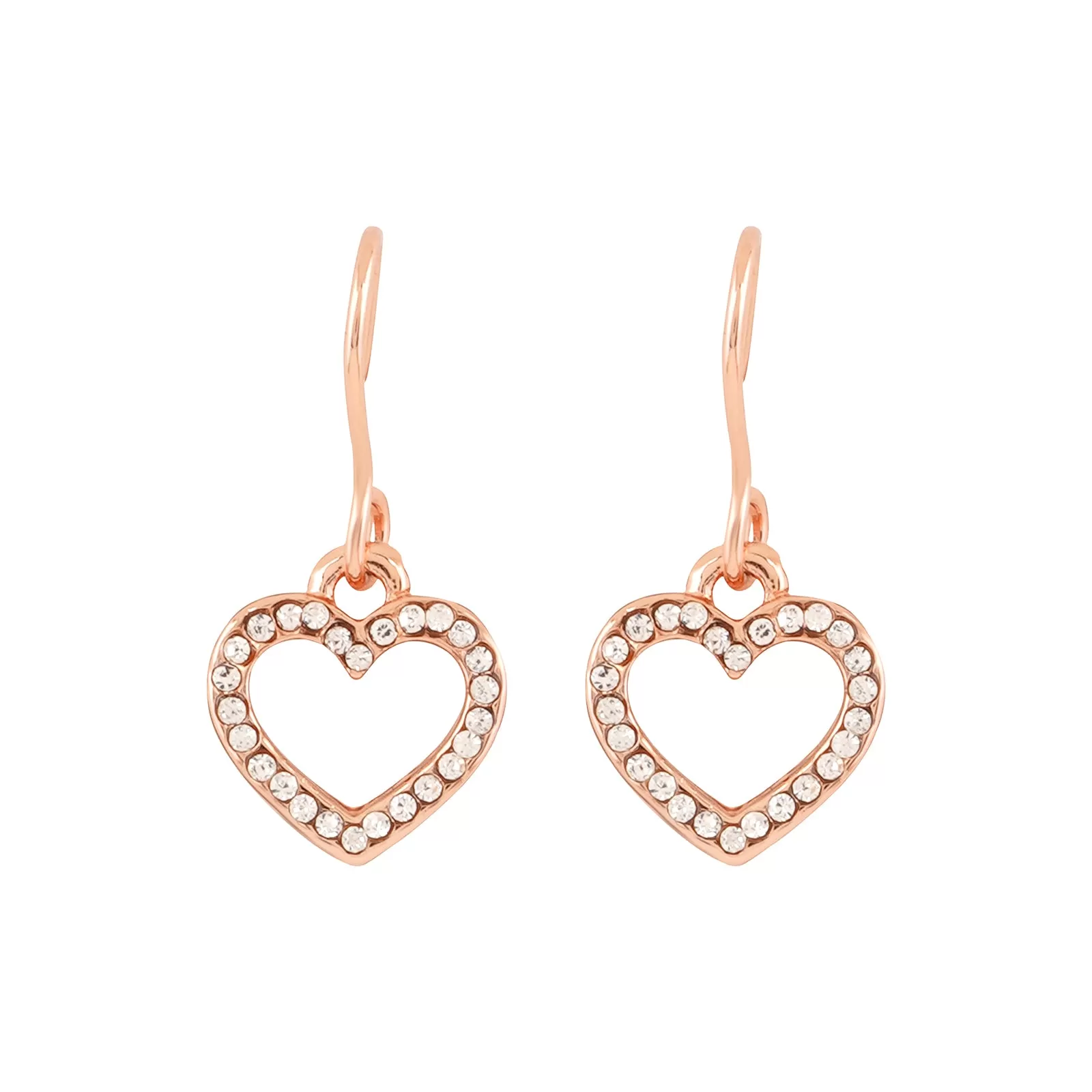 Rhinestone Heart Rosegold Earrings