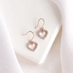 Rhinestone Heart Rosegold Earrings