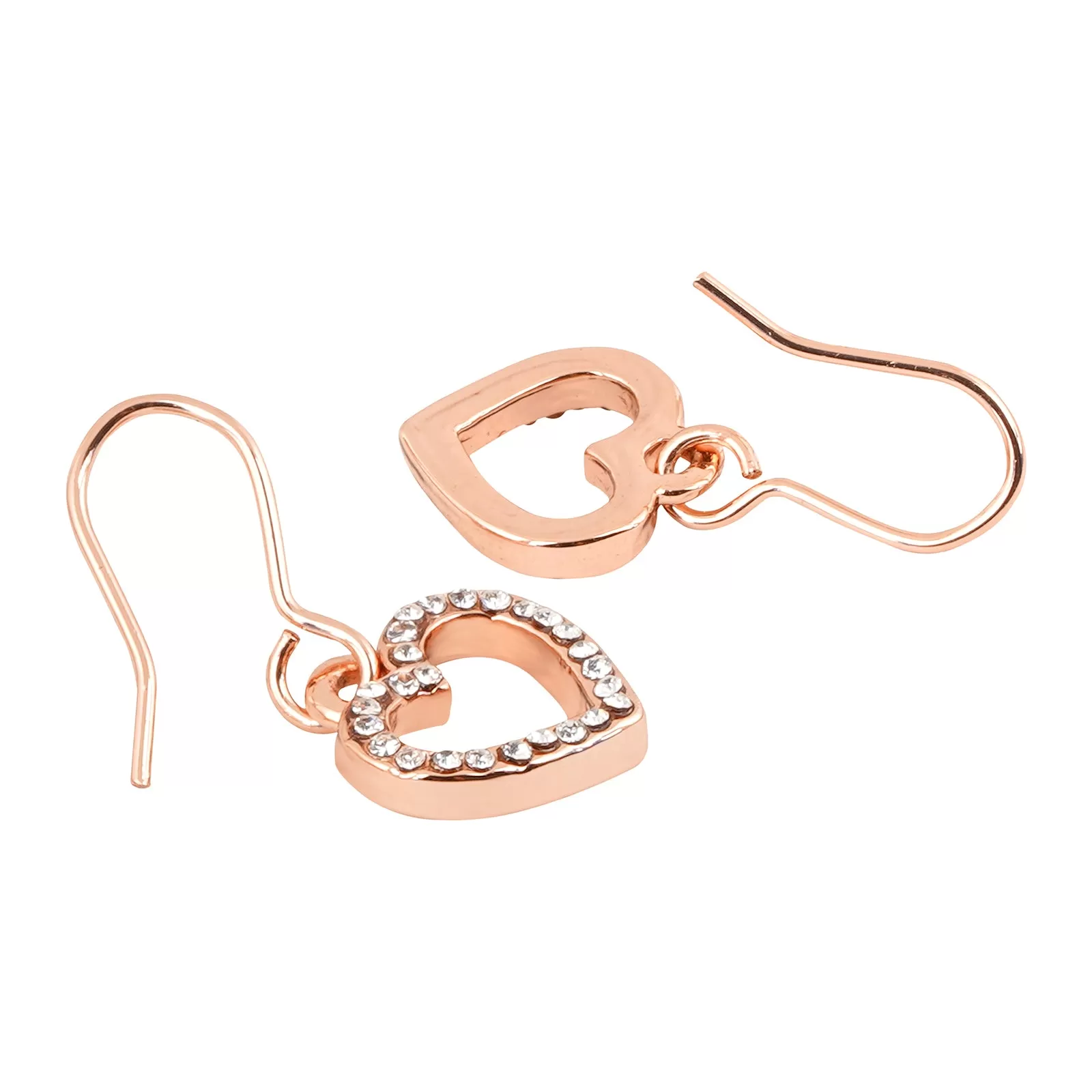 Rhinestone Heart Rosegold Earrings