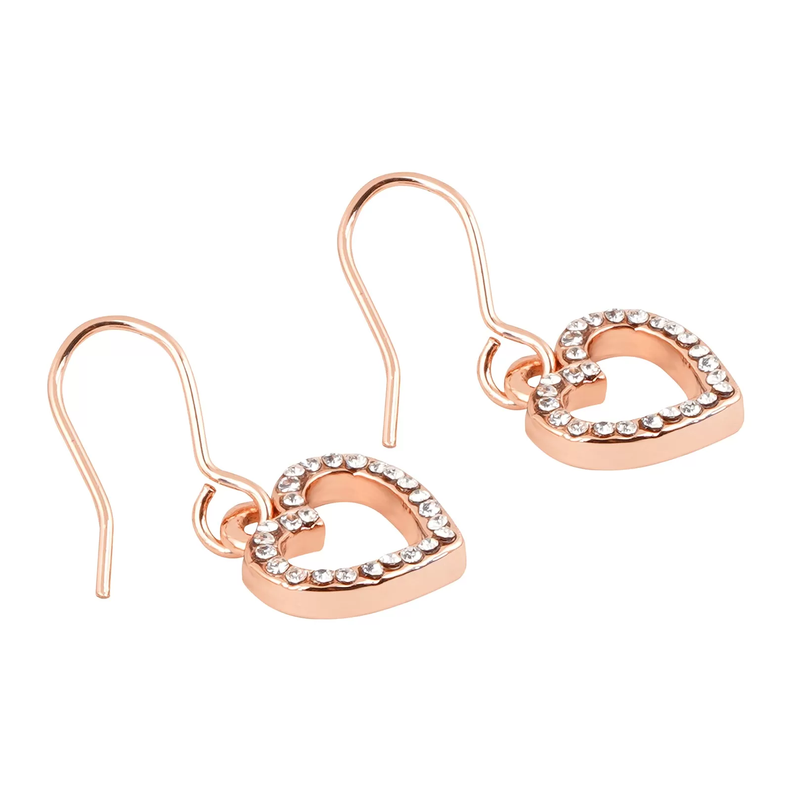 Rhinestone Heart Rosegold Earrings