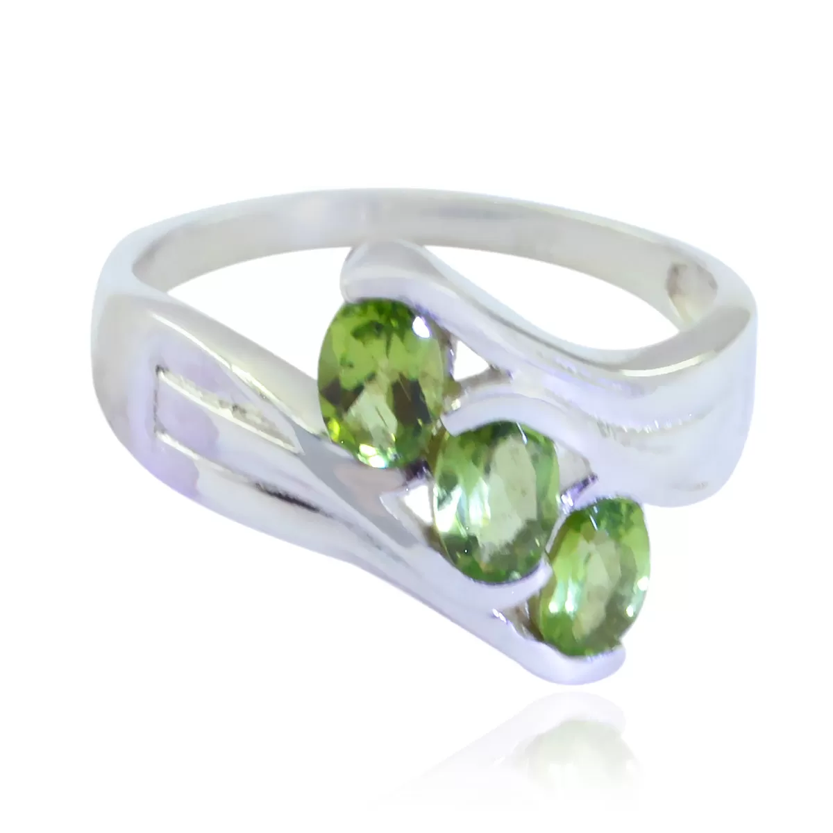 Riyo Attractive Gems Peridot Solid Silver Ring Fine Selling Items