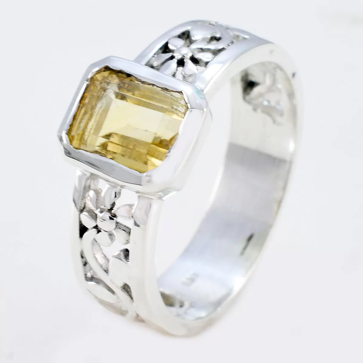 Riyo Engaging Gemstone Citrine Sterling Silver Ring Stackings