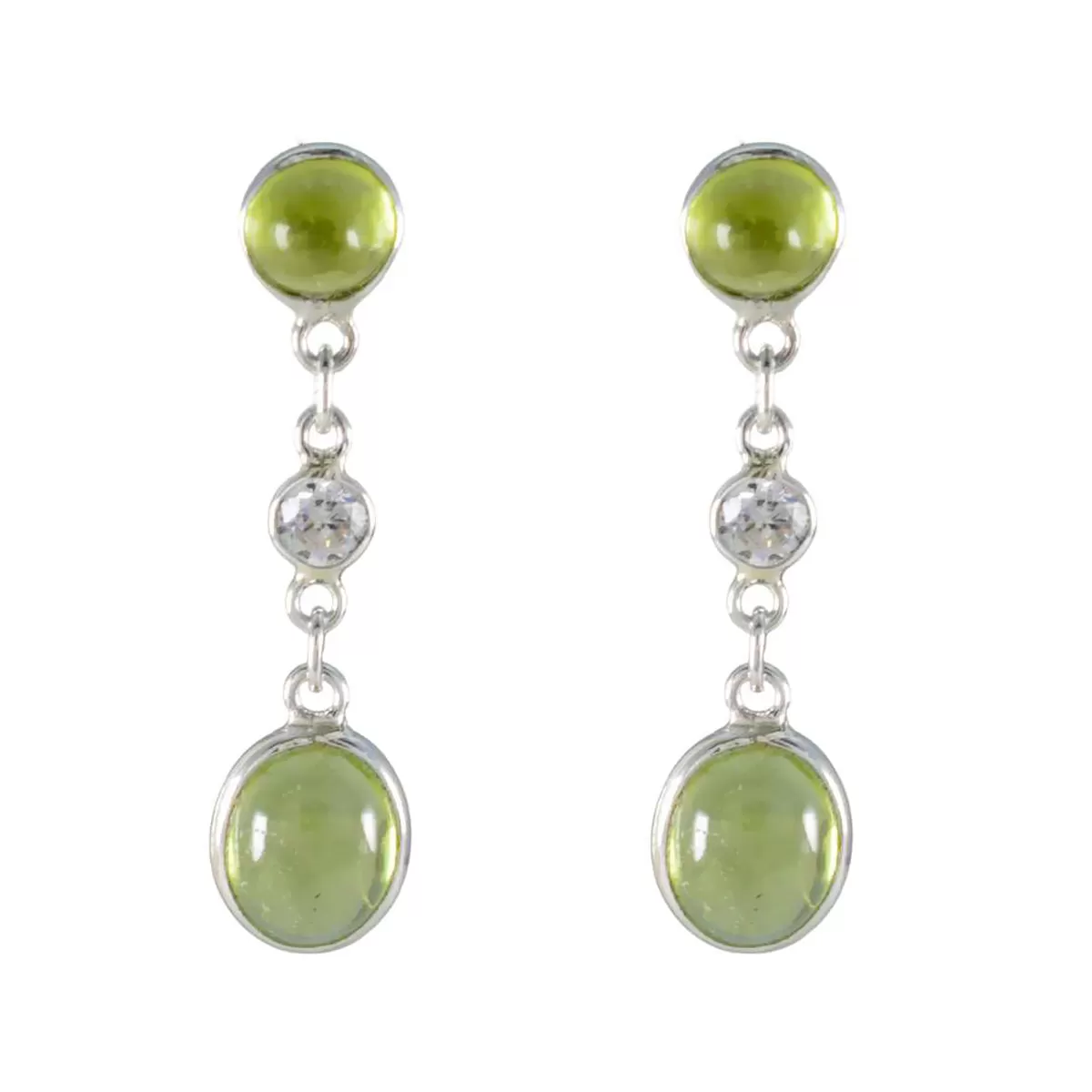 Riyo Fair 925 Sterling Silver Earring For Sister Peridot Earring Bezel Setting Green Earring Stud Earring