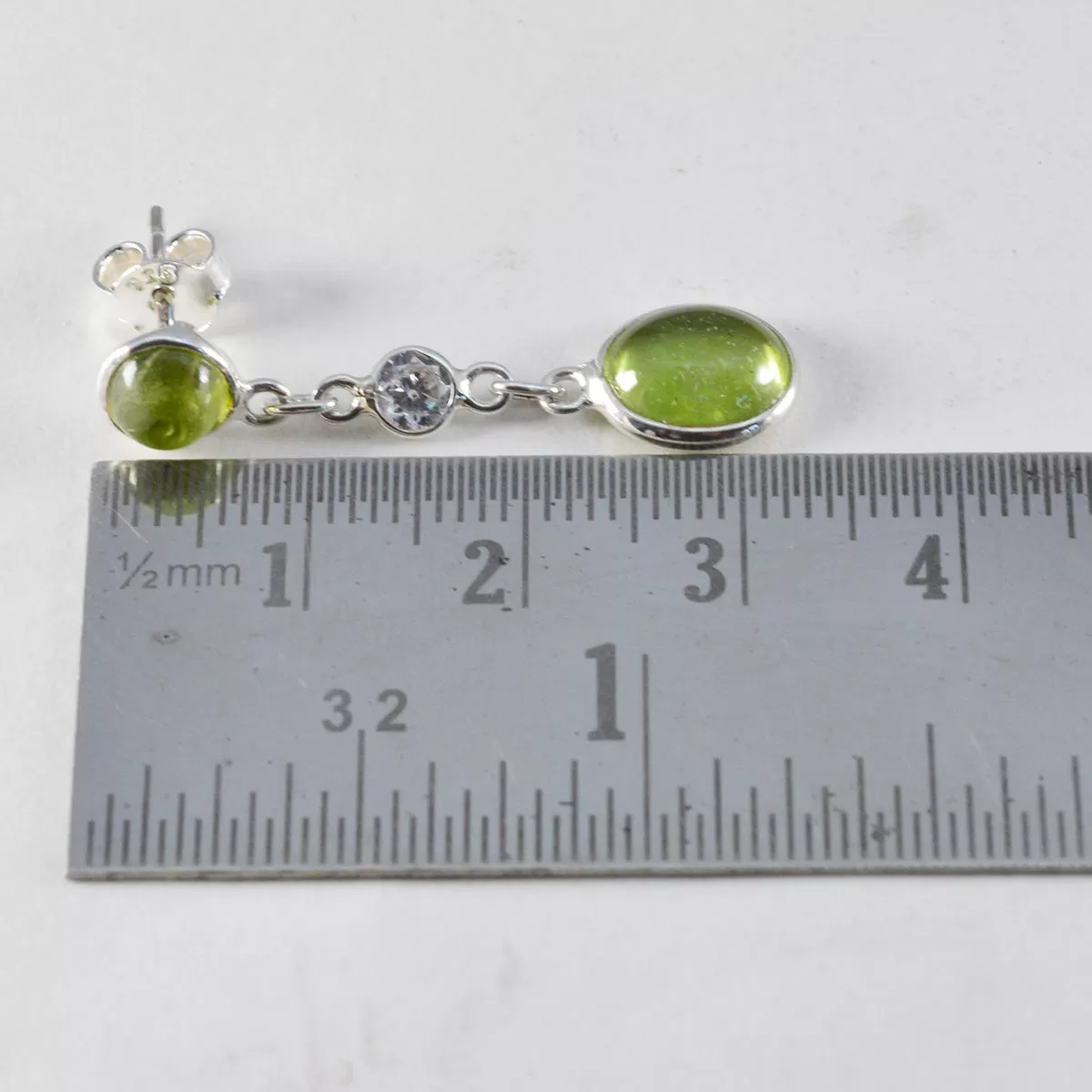 Riyo Fair 925 Sterling Silver Earring For Sister Peridot Earring Bezel Setting Green Earring Stud Earring