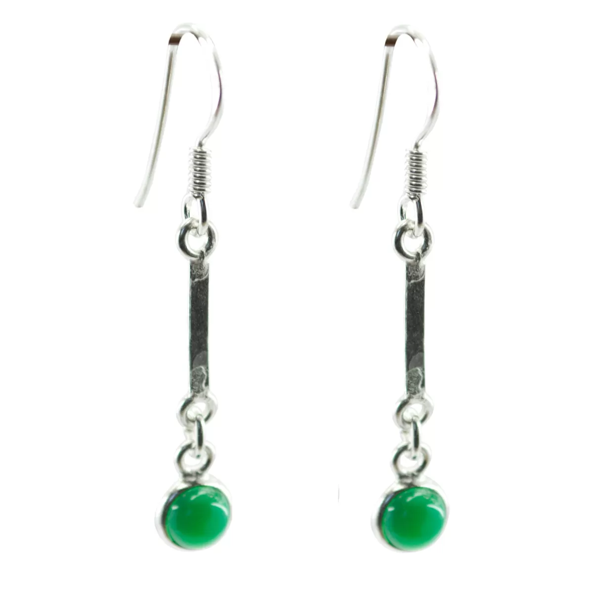 Riyo Genuine Gems oval Cabochon Green Onyx Silver Earring gift for girlfriend