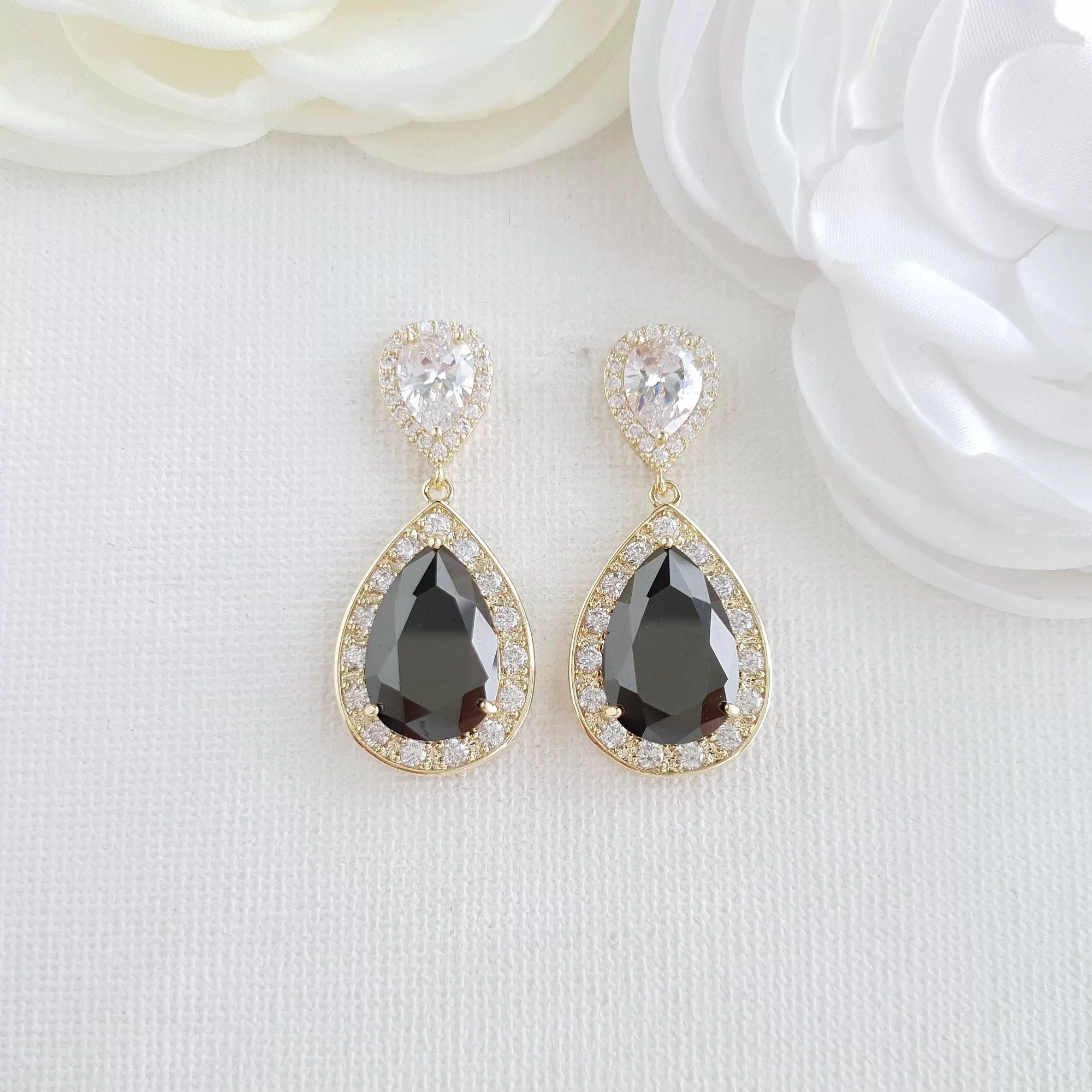 Rose Gold and Black Earrings-Zoe