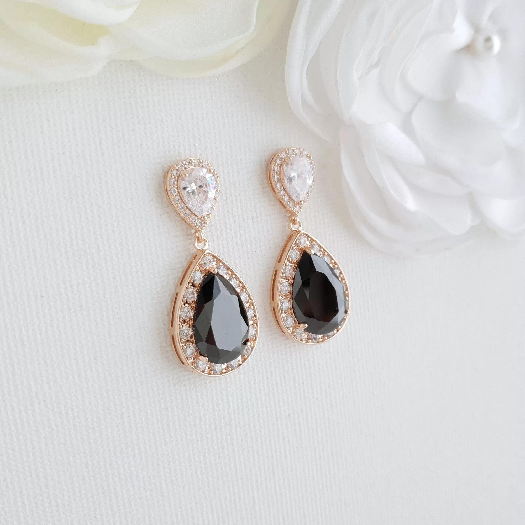 Rose Gold and Black Earrings-Zoe