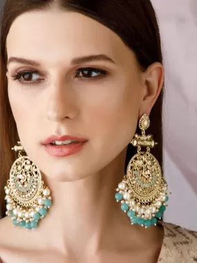 Rubans Gold-Toned Contemporary Chandbalis Earrings