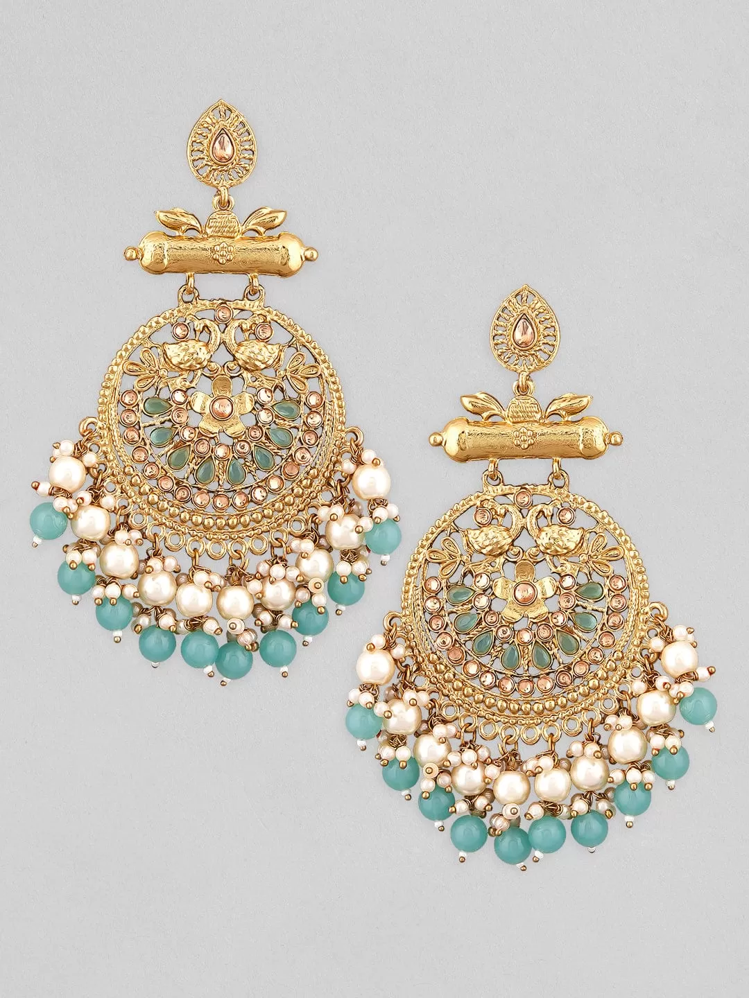 Rubans Gold-Toned Contemporary Chandbalis Earrings