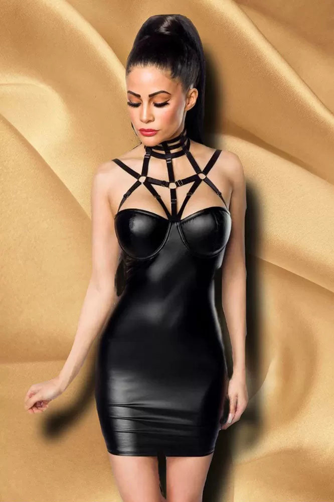 Saresia Harness Wetlook Mini Dress