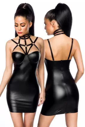 Saresia Harness Wetlook Mini Dress