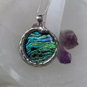 Serpent Abalone Sterling Silver Pendant ~ Silver Chain Included ~ Natural Abalone or Mother of Pearl