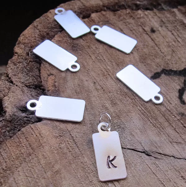 Silver Initial Tag - Rectangle Pendant Tag