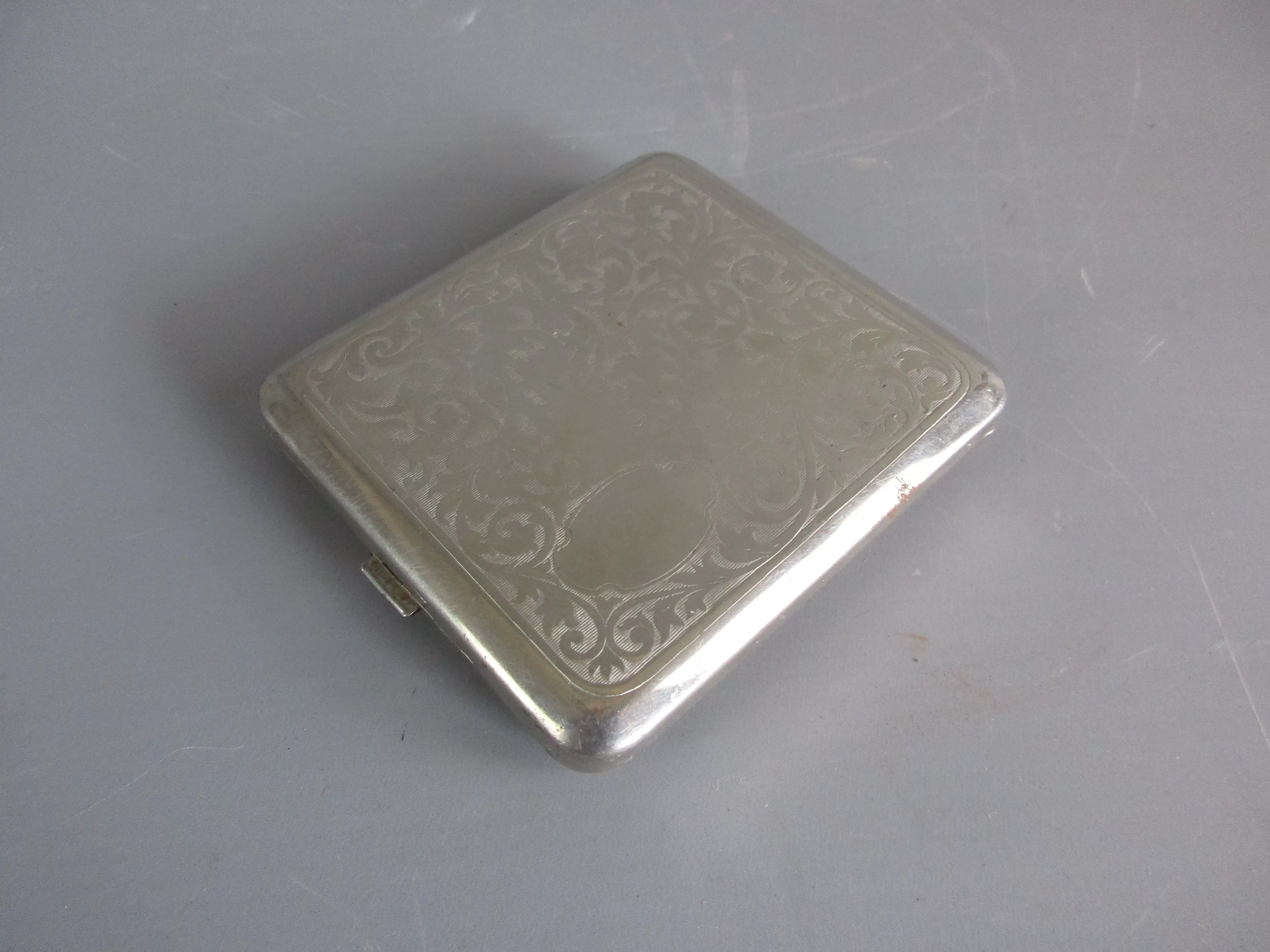 Silver Plated Filigree Pattern Cigarette Case Vintage