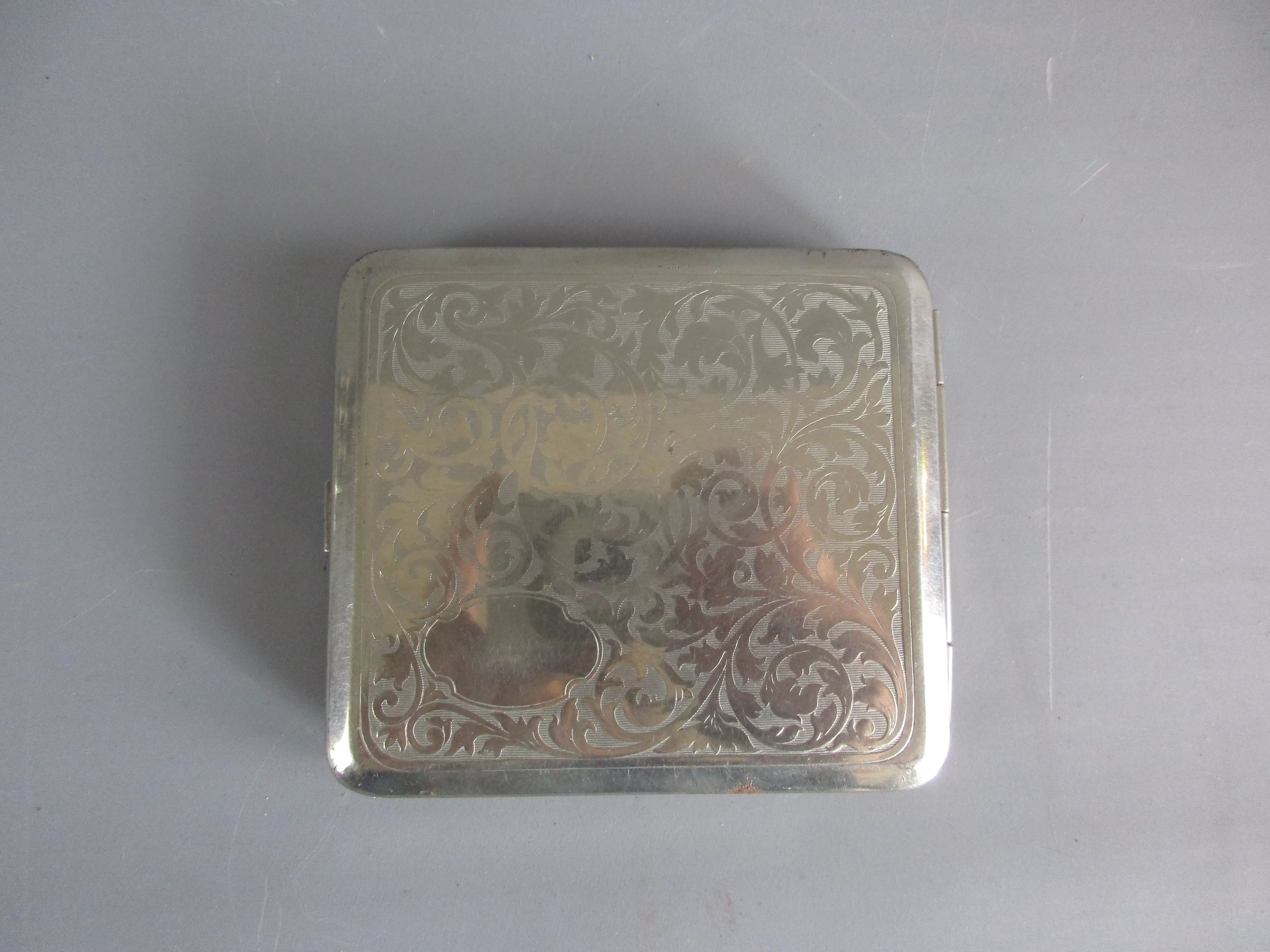 Silver Plated Filigree Pattern Cigarette Case Vintage