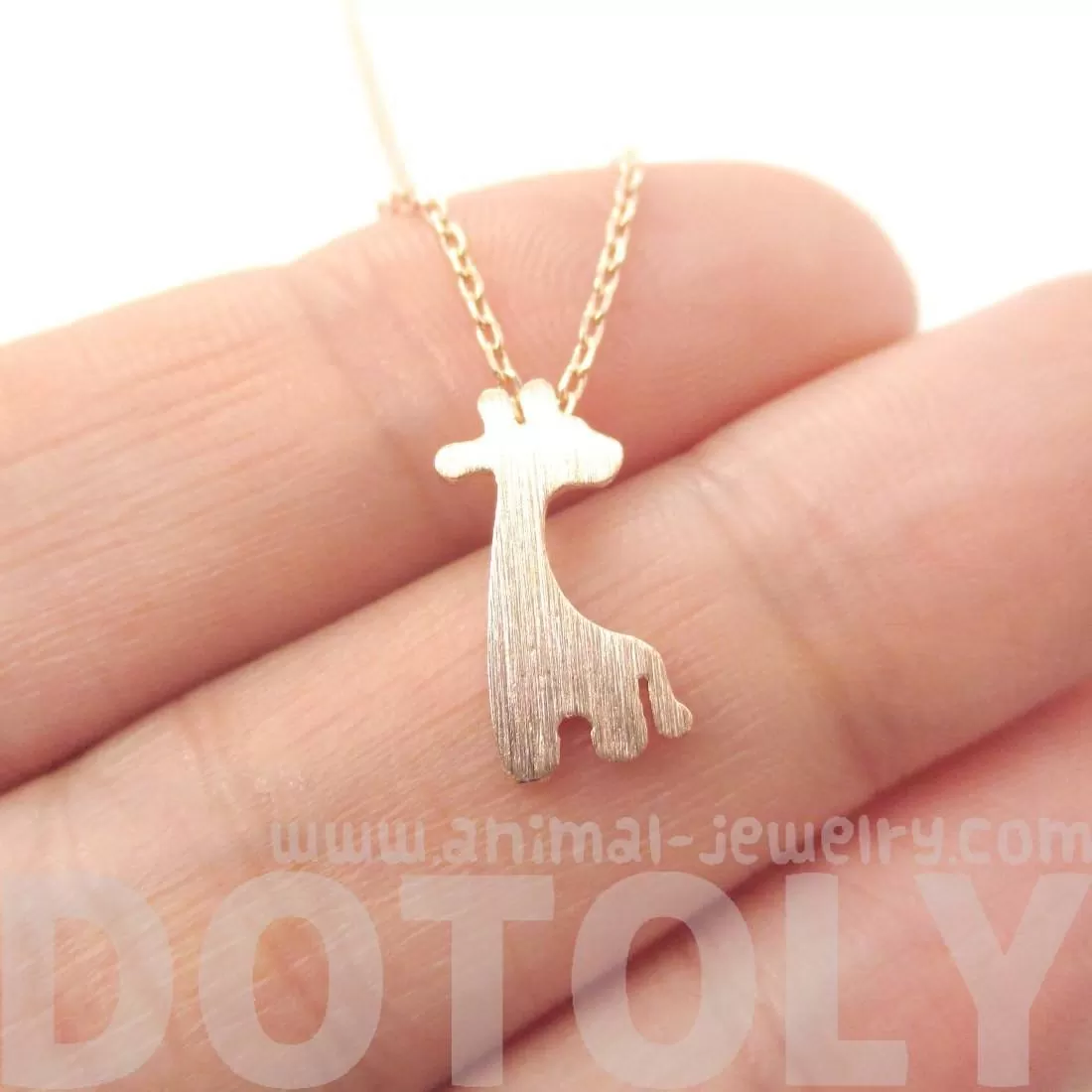 Simple Giraffe Silhouette Shaped Pendant Necklace in Rose Gold | Animal Jewelry